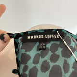 Markus Lupfer Jade & Black Print Chiffon Maxi Dress L