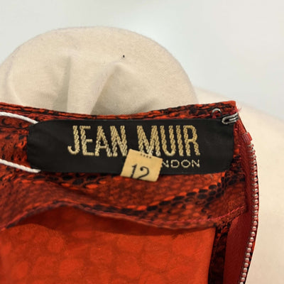 Jean Muir Vintage Orange & Black Snakeskin Print Silk Midi Dress S/M