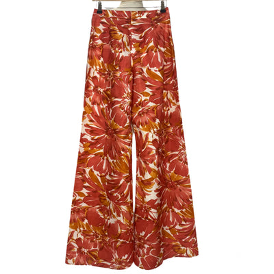 Alexis New £295 Burnt Orange & Ivory Floral Brushstroke Pants S