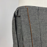 Brunello Cucinelli Monochrome POW Check Skirt with Tan Piping XS