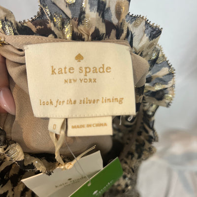 Kate Spade Silk Leopard Print Maxi Dress XXS