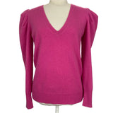 Madeleine Thompson Raspberry Cashmere Puff Sleeve Sweater M