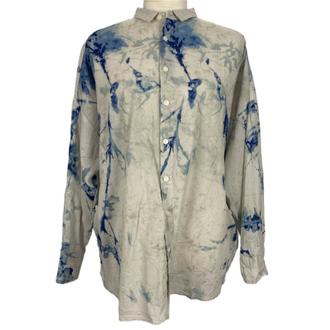 Pas De Calais £335 Pearl & Blue Tie Dye Cotton Shirt XS/S/M/L/XL