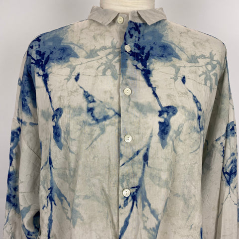 Pas De Calais £335 Pearl & Blue Tie Dye Cotton Shirt XS/S/M/L/XL