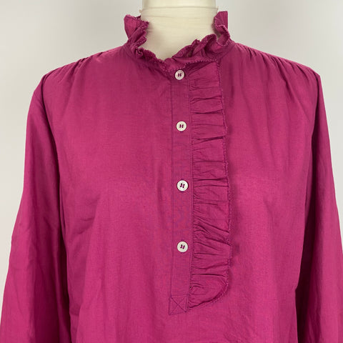 Aime New £365 Fuchsia Pie Crust Cotton Shirt XS