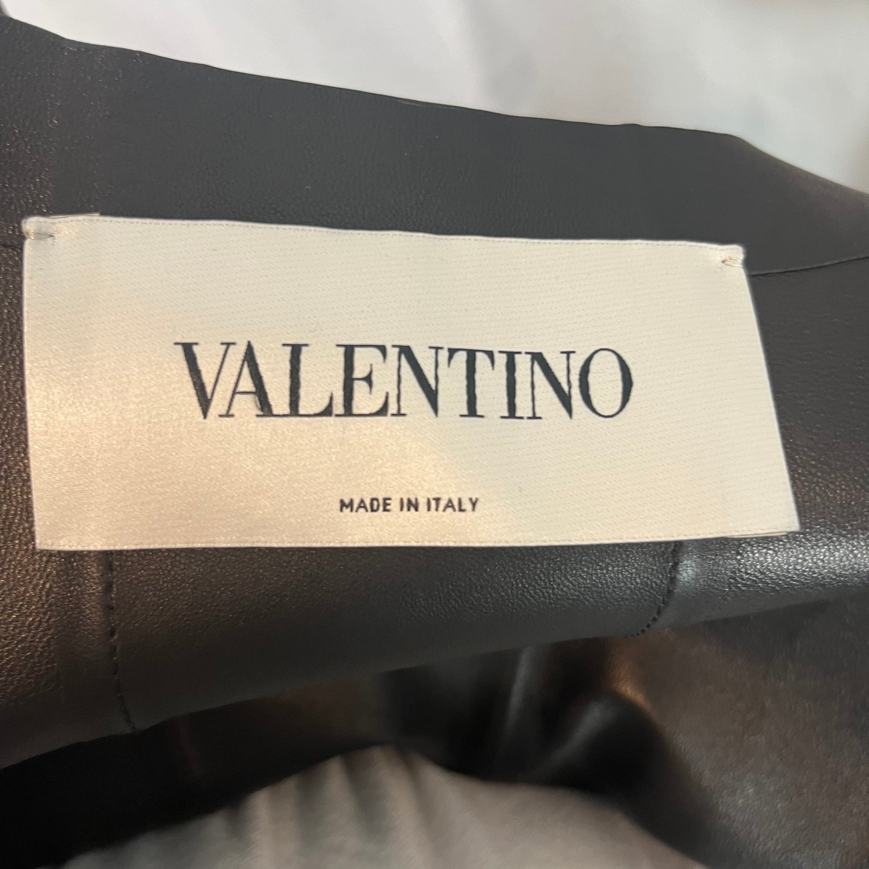 Valentino £3500 Black Leather Scalloped Edge Cape XS