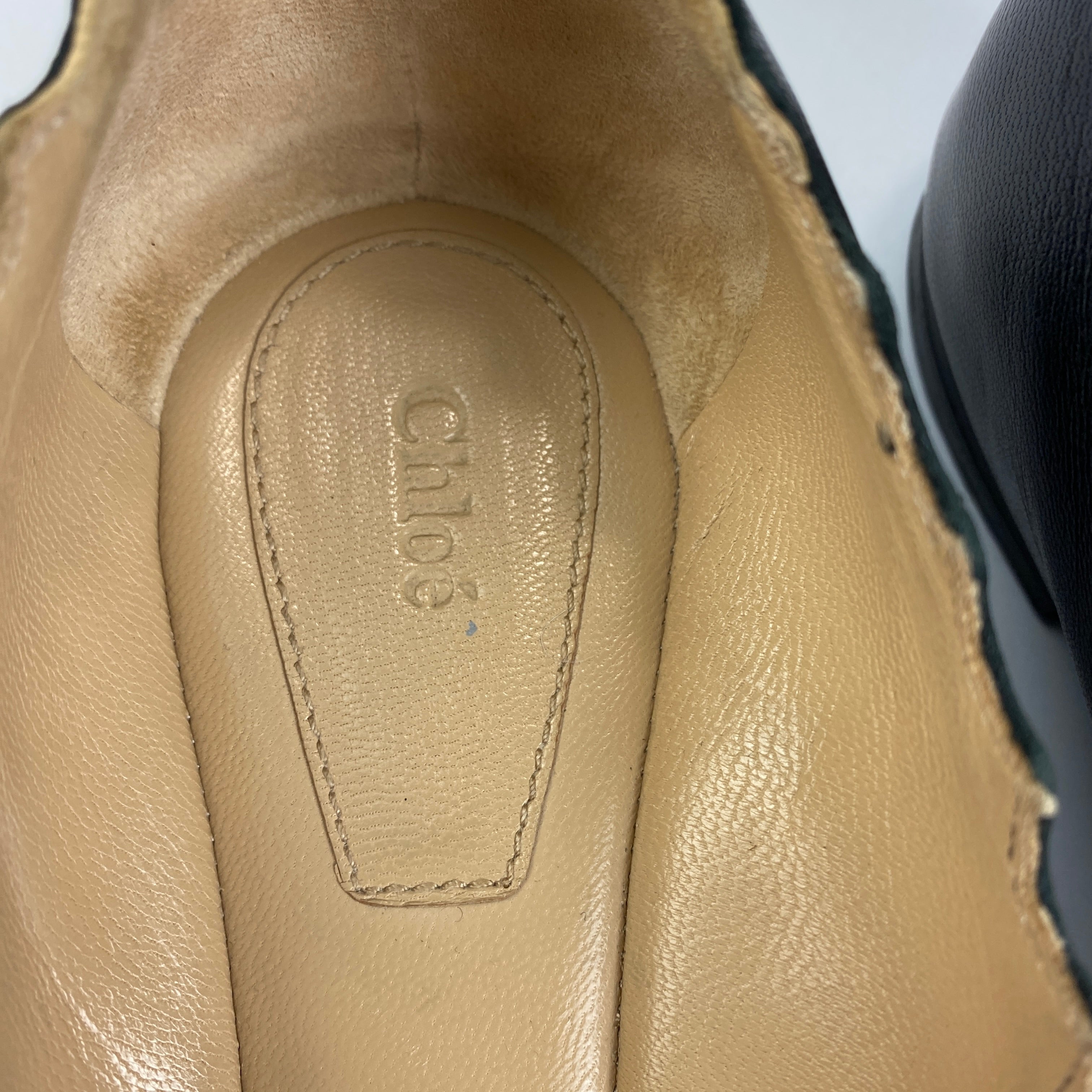 Chloe £450 Black Leather Lauren Flat Pumps 38.5