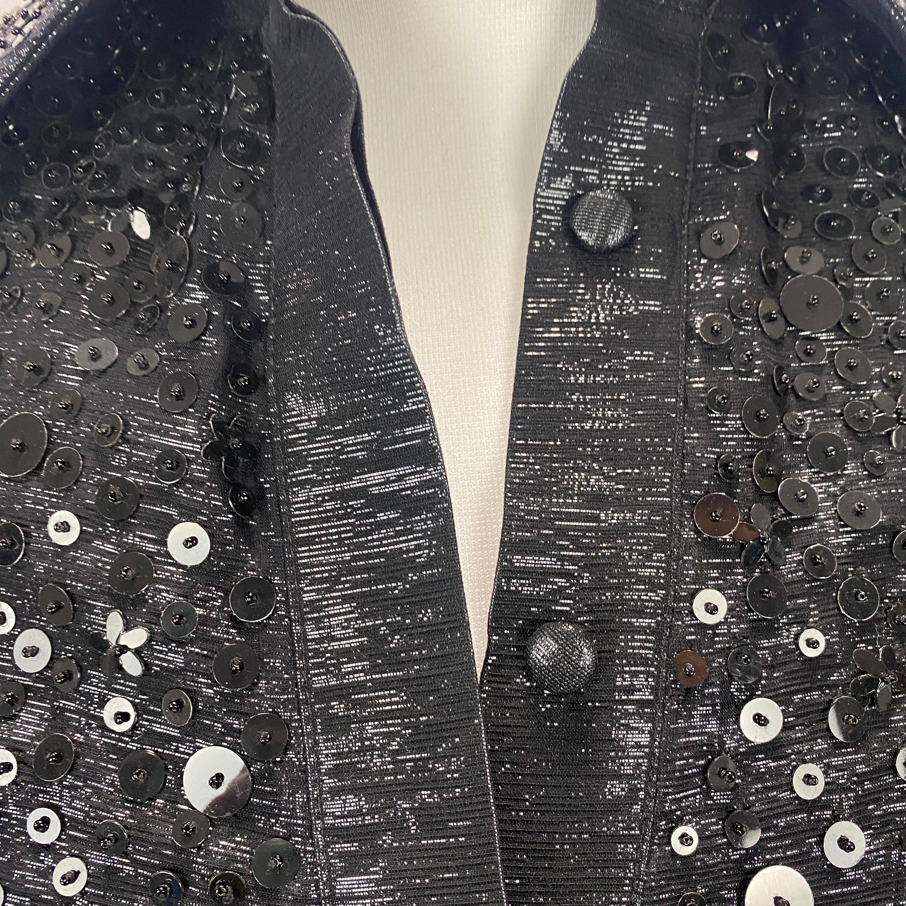 Oscar De La Renta New £5000 Black Sequin Maxi Shirtdress XS