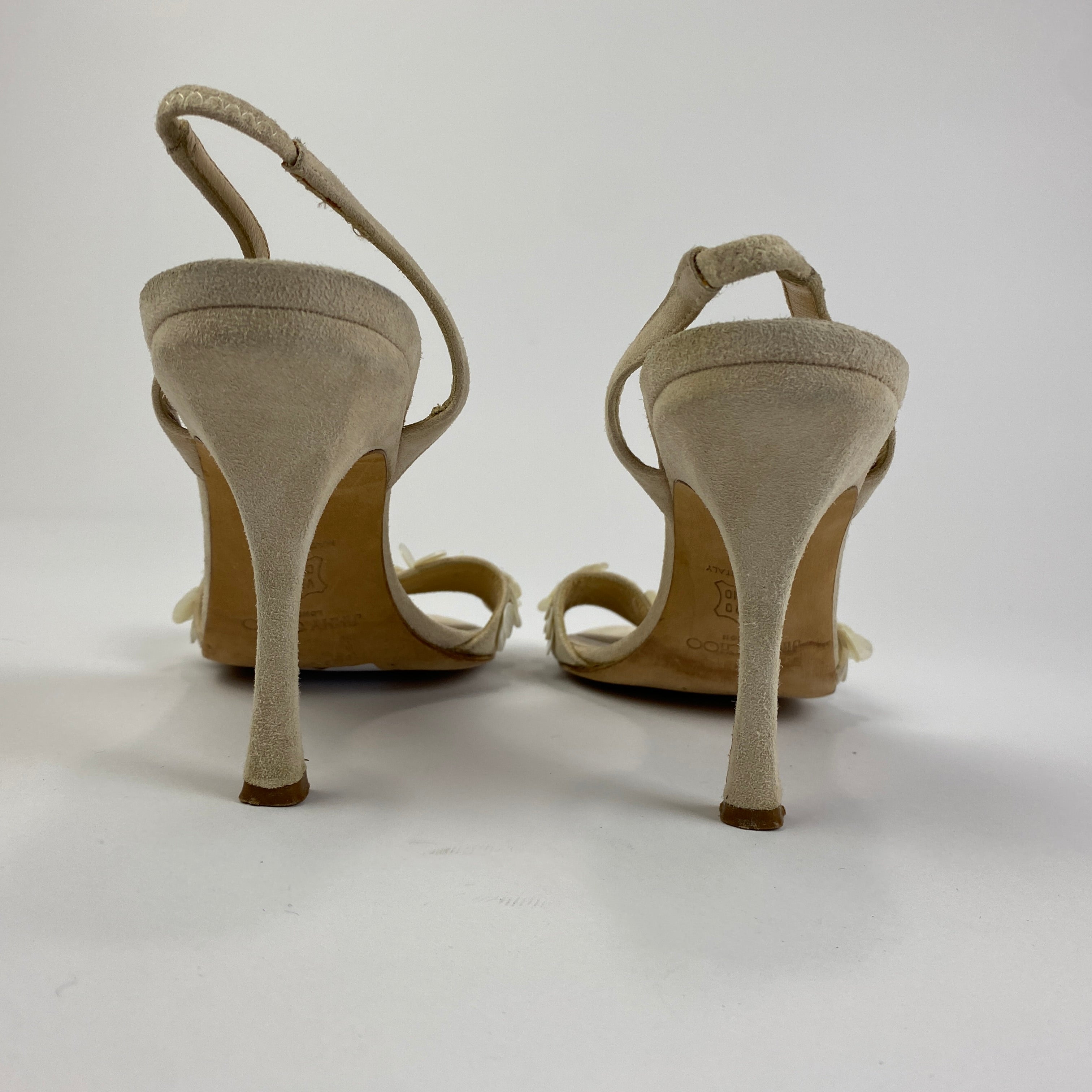 Jimmy Choo Cream Suede & Mother of Pearl Mimi Slingbacks 39