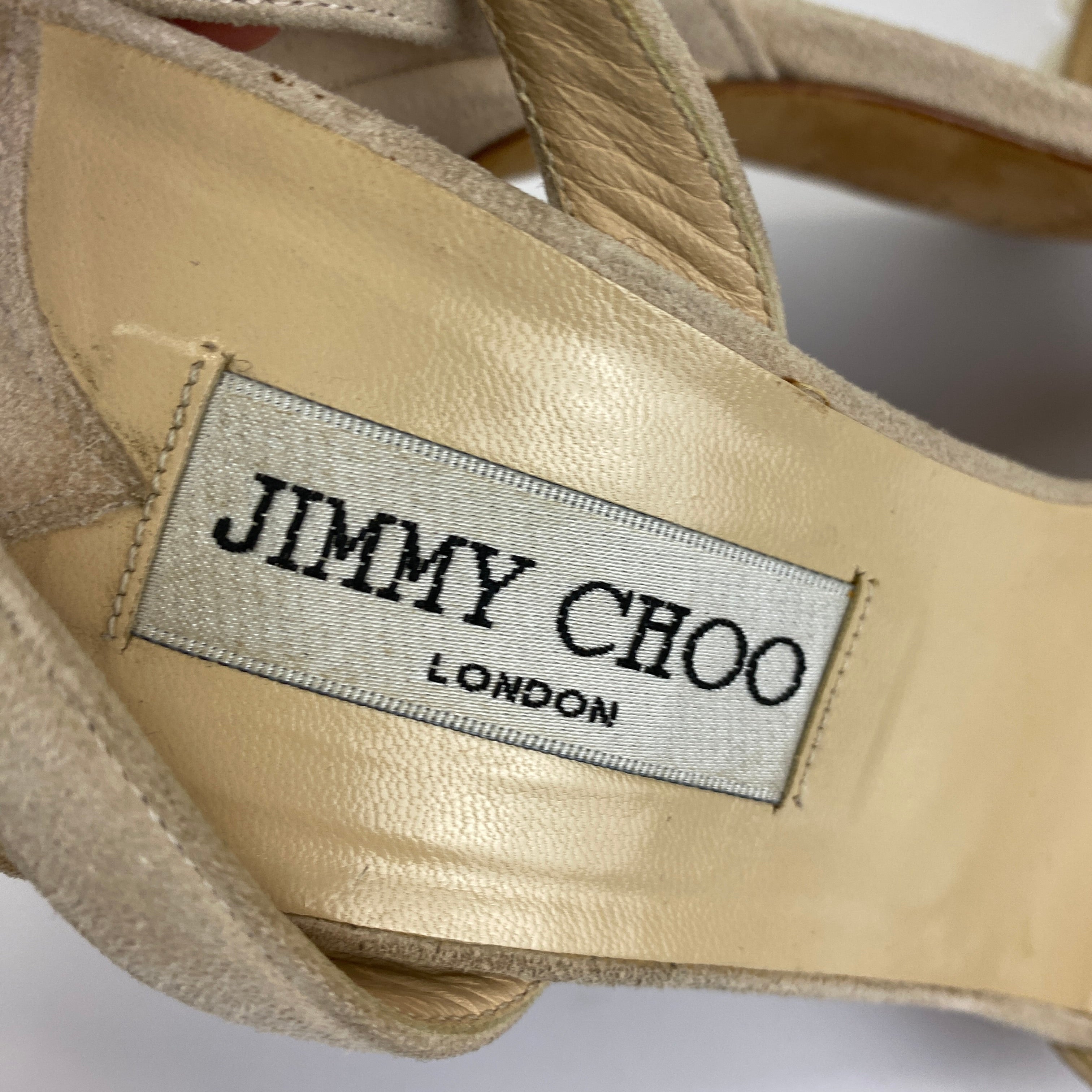 Jimmy Choo Cream Suede & Mother of Pearl Mimi Slingbacks 39