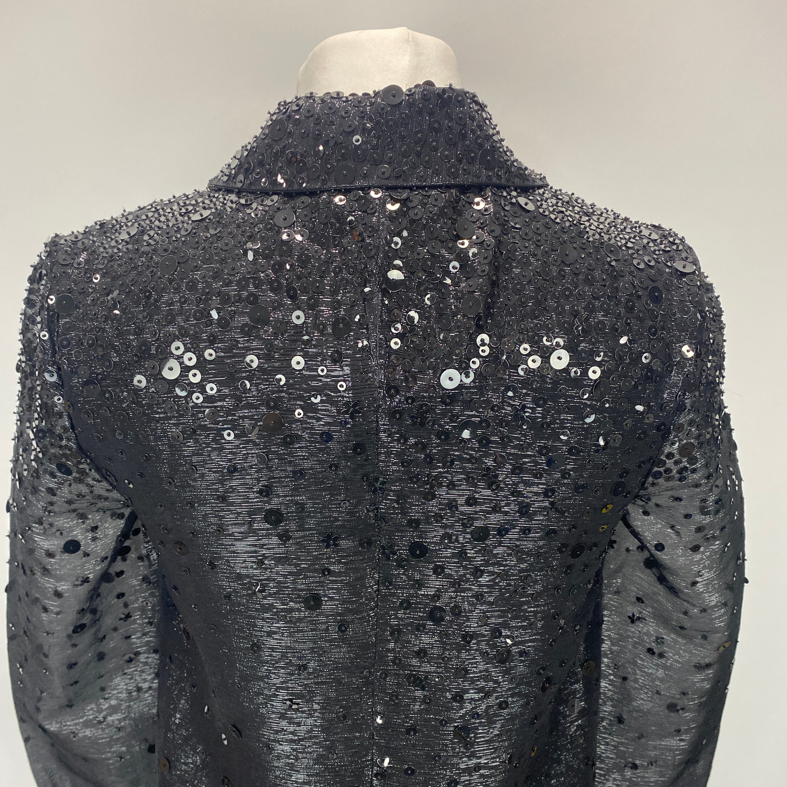 Oscar De La Renta New £5000 Black Sequin Maxi Shirtdress XS