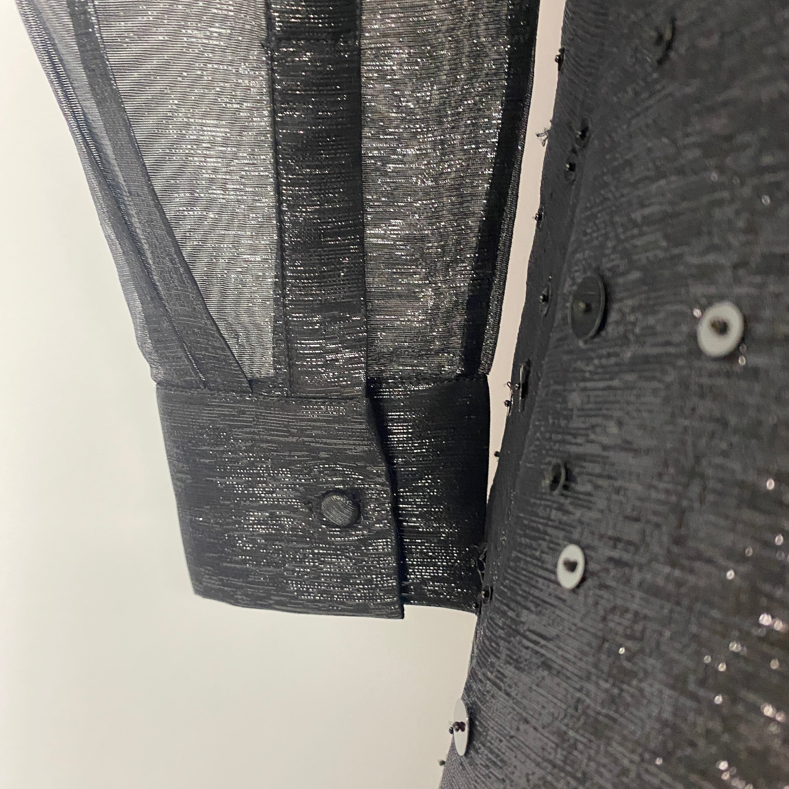 Oscar De La Renta New £5000 Black Sequin Maxi Shirtdress XS