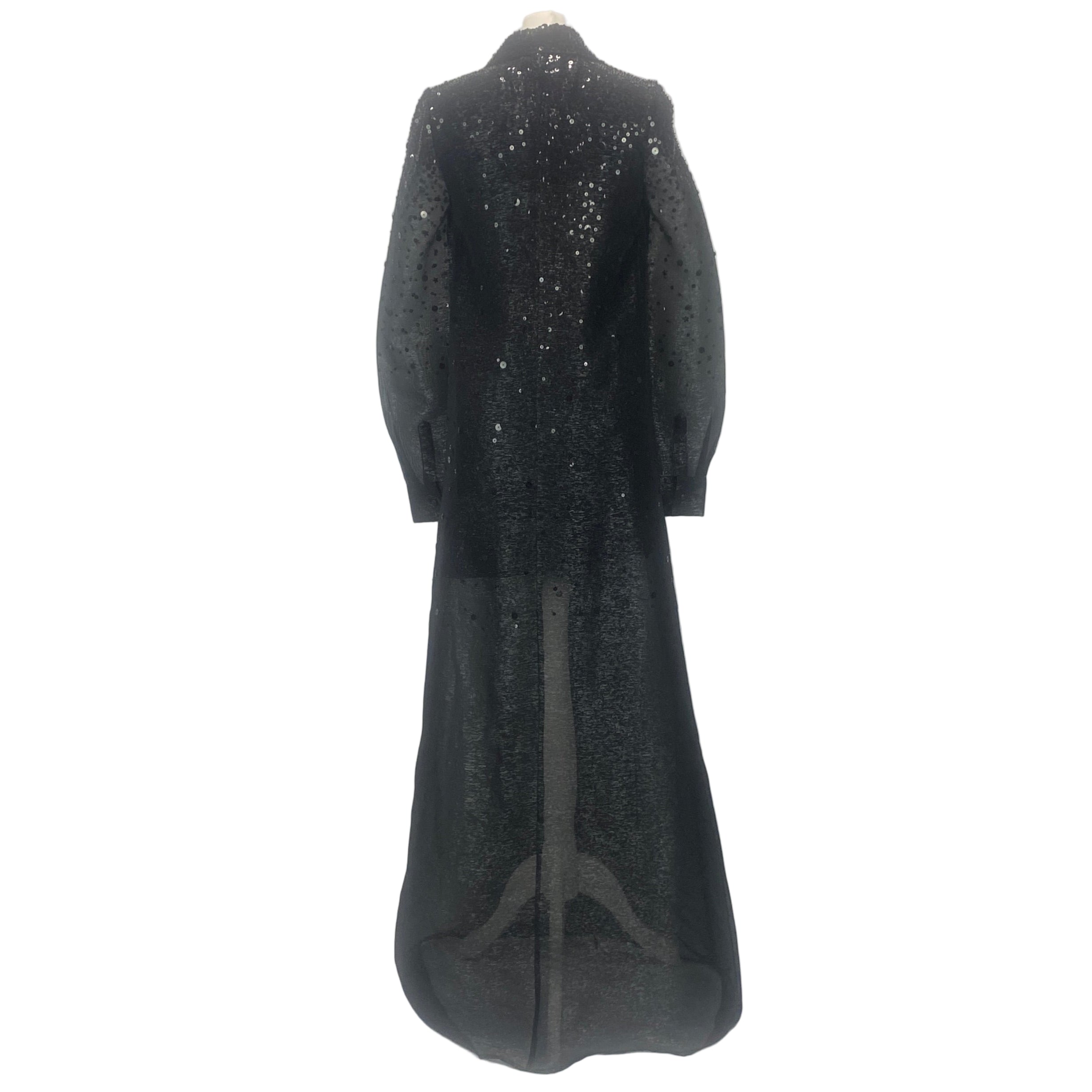 Oscar De La Renta New £5000 Black Sequin Maxi Shirtdress XS