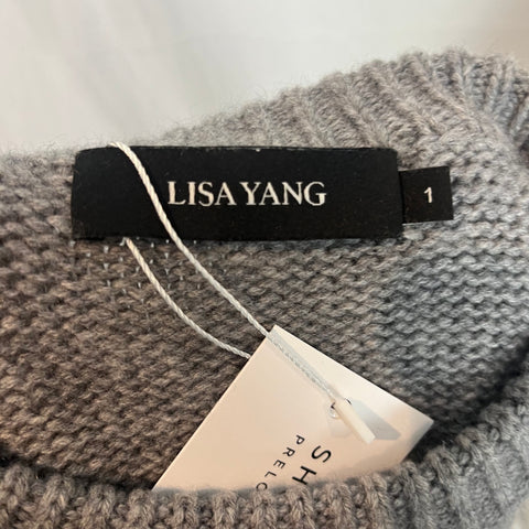 Lisa Yang £420 Cashmere Grey Striped Knitted Jumper S/M