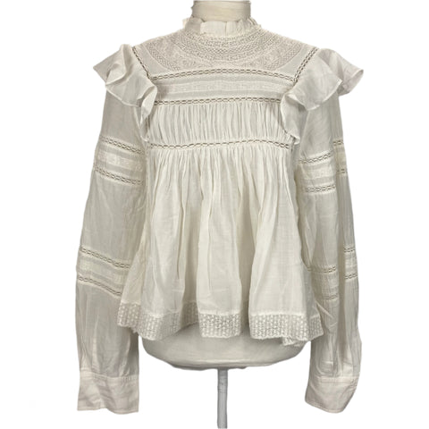 Isabel Marant Etoile Ivory Muslin & Lace Tunic Top S