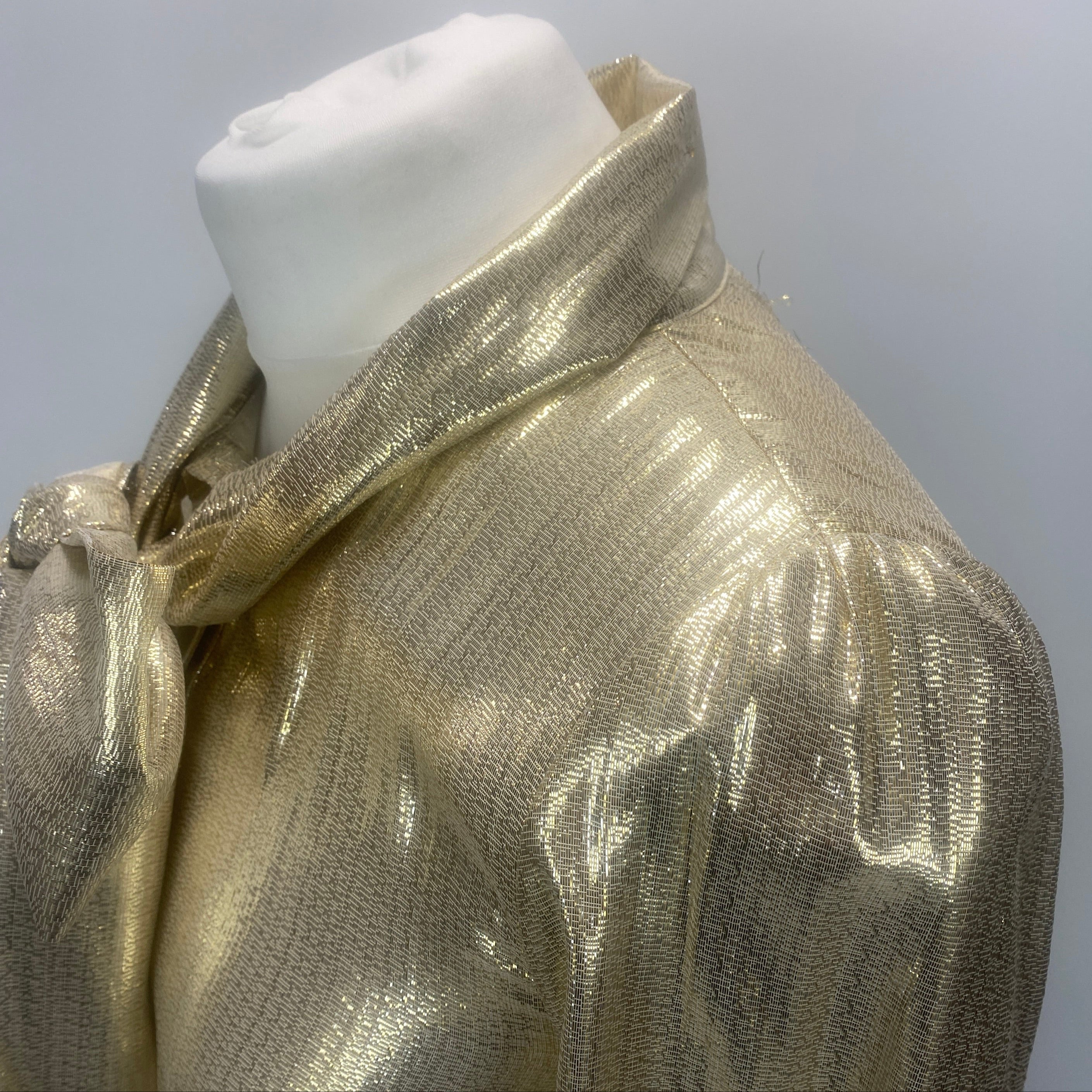 Self-Portrait £595 Gold Metallic Tie Neck Maxi Dress XXS