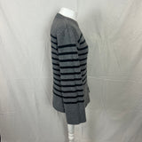 Lisa Yang £420 Cashmere Grey Striped Knitted Jumper S/M