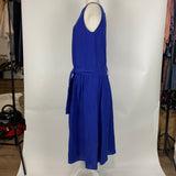 Apuntob Royal Blue Textured Linen Belted Dress S