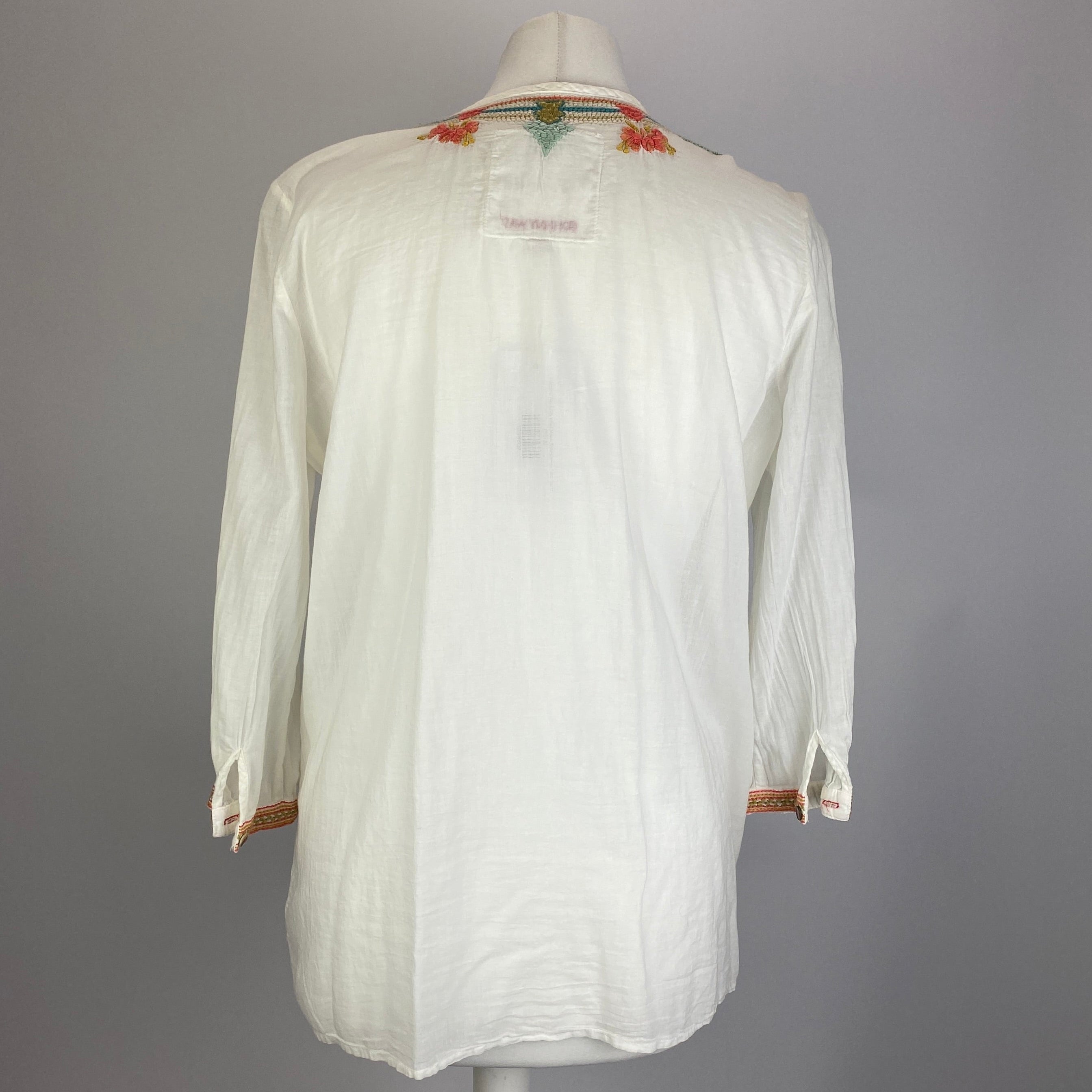 Johnny Was £225 White Muslin Embroidered Tunic Top M