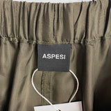 Aspesi New £245 Olive Silky Satin Drawstring Pants XS