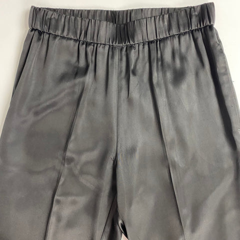 Pomandere New £300 Black Thick Satin Pull-On Pants XS