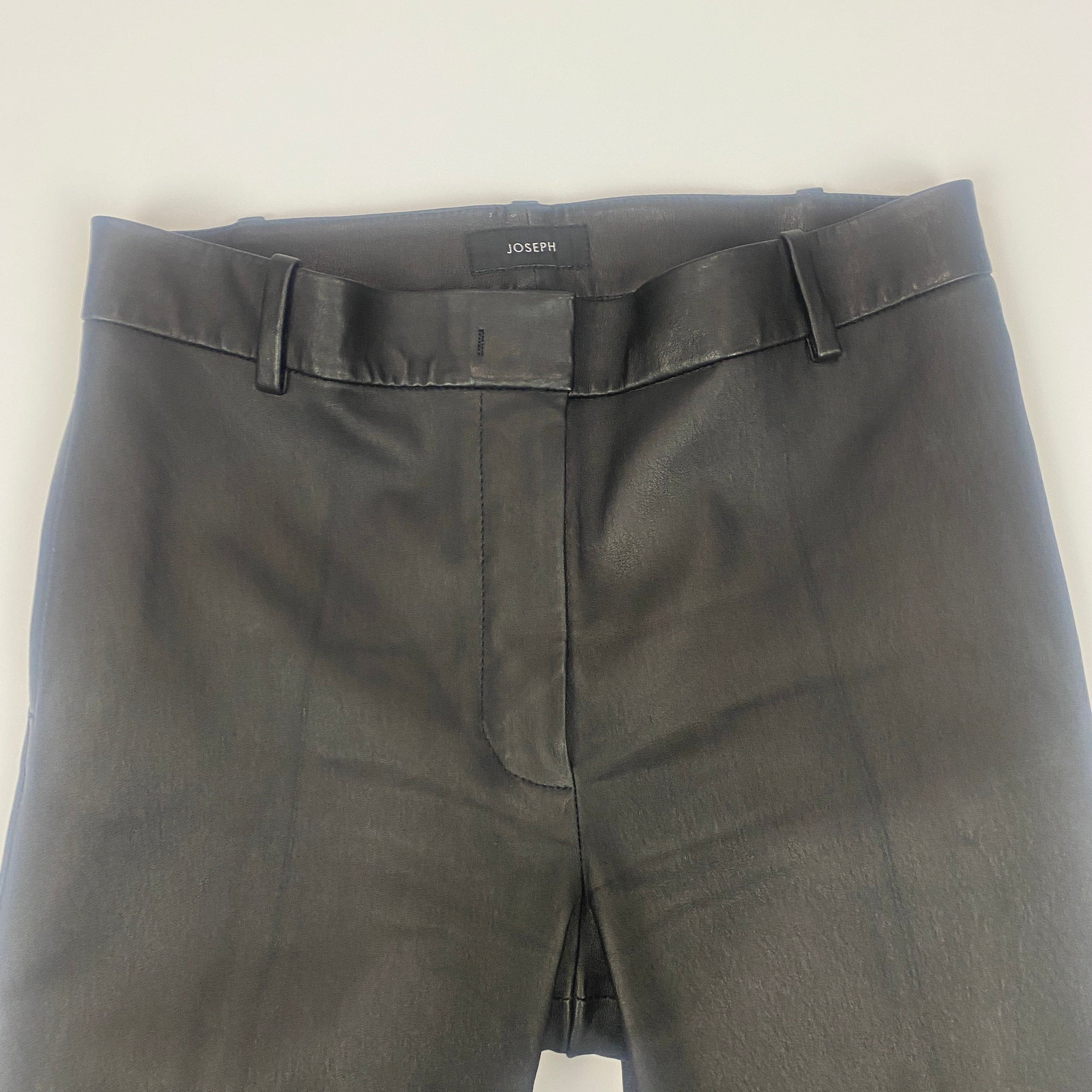 Joseph Black Stretch Leather Zoom Trousers M