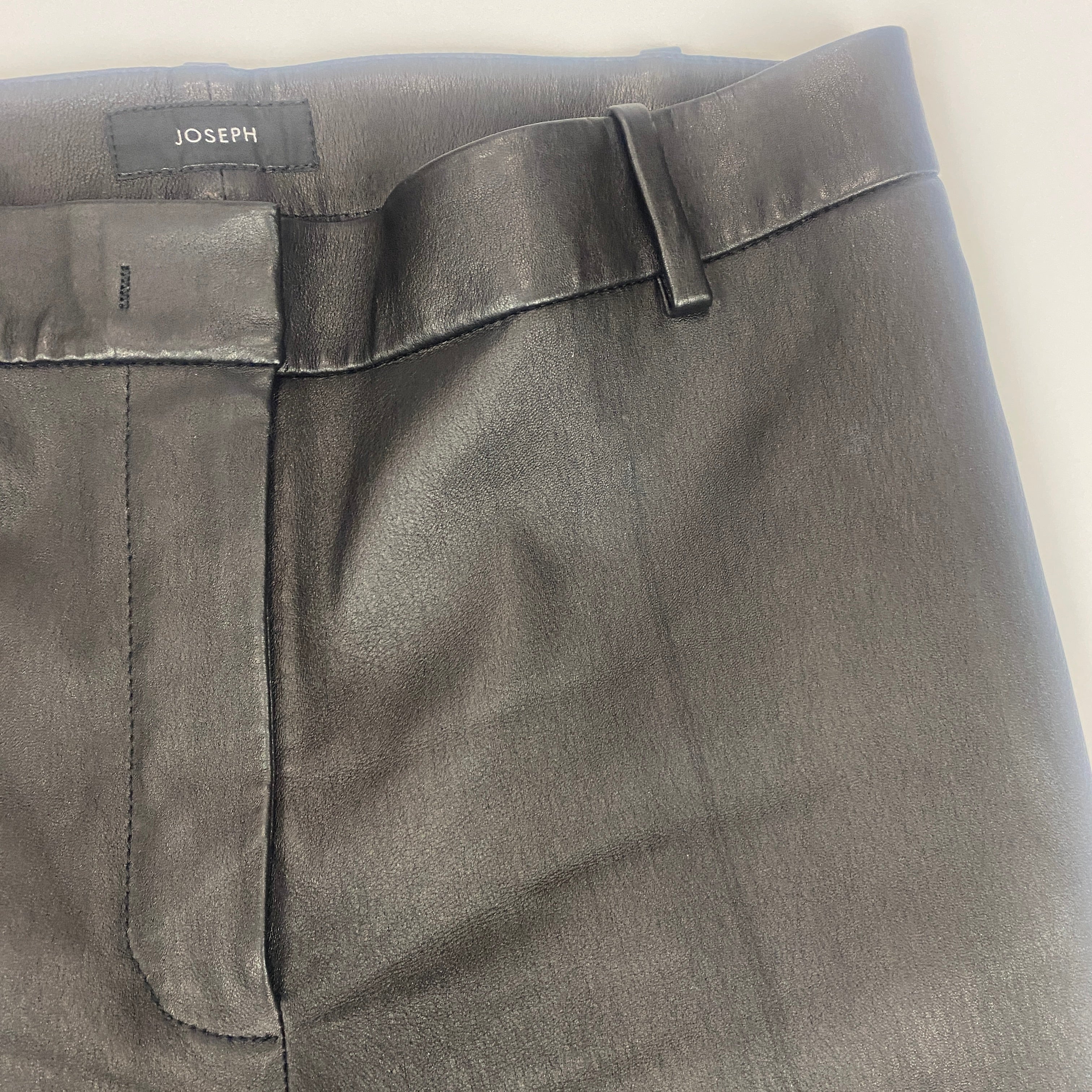 Joseph Black Stretch Leather Zoom Trousers M