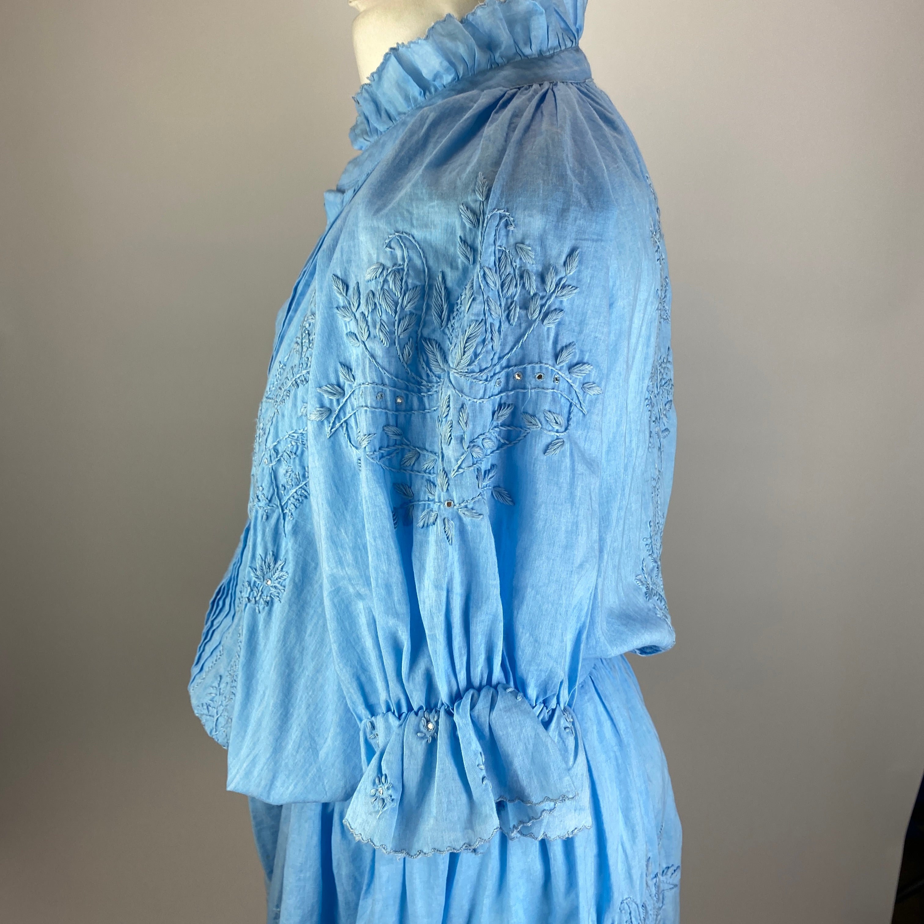 Juliet Dunn £373 Blue Embroidered Cotton Dress M/L