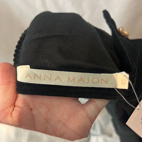 Anna Mason Black Jumbo Corduroy High Neck Maxi Dress S