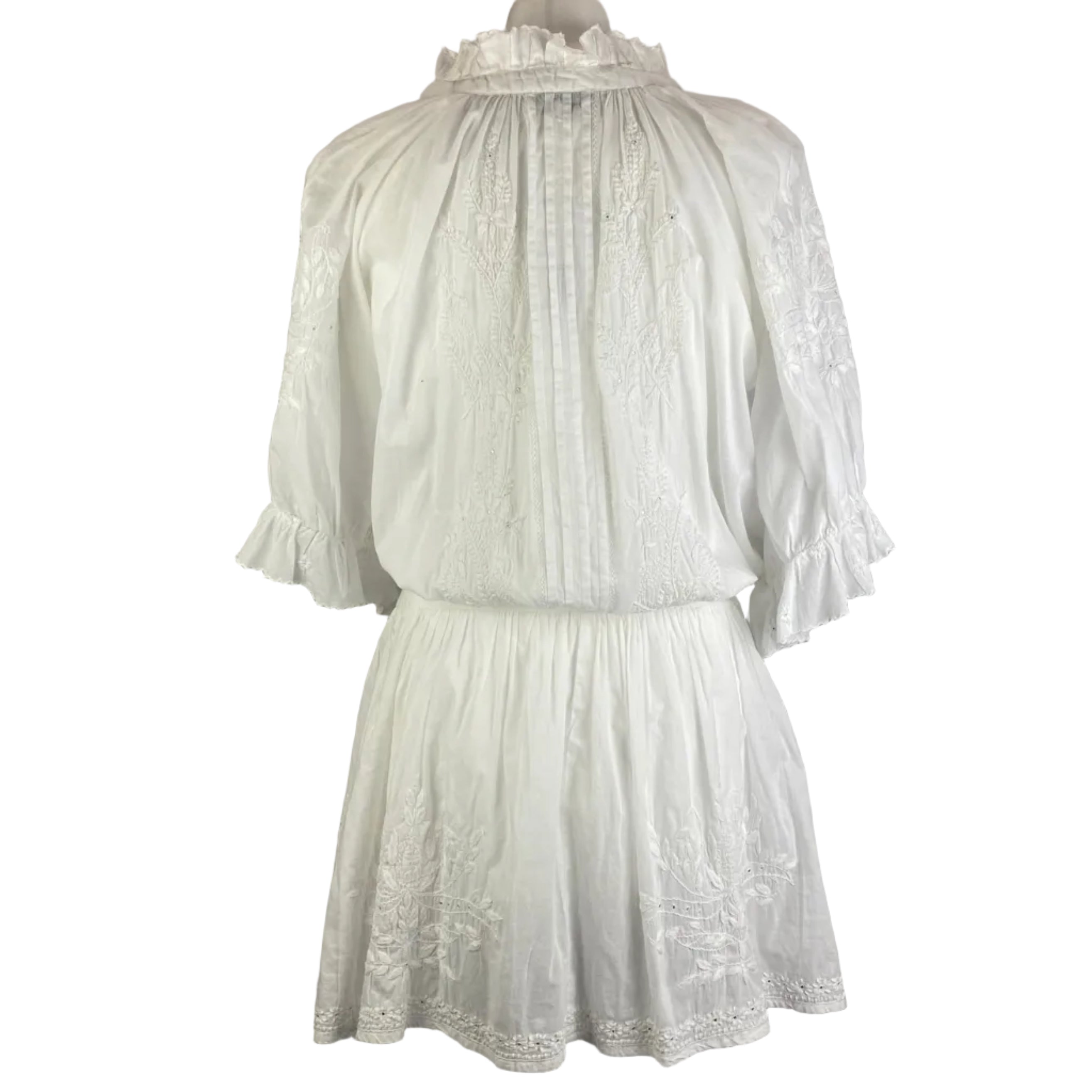 Juliet Dunn £373 White Embroidered Cotton Dress M/L