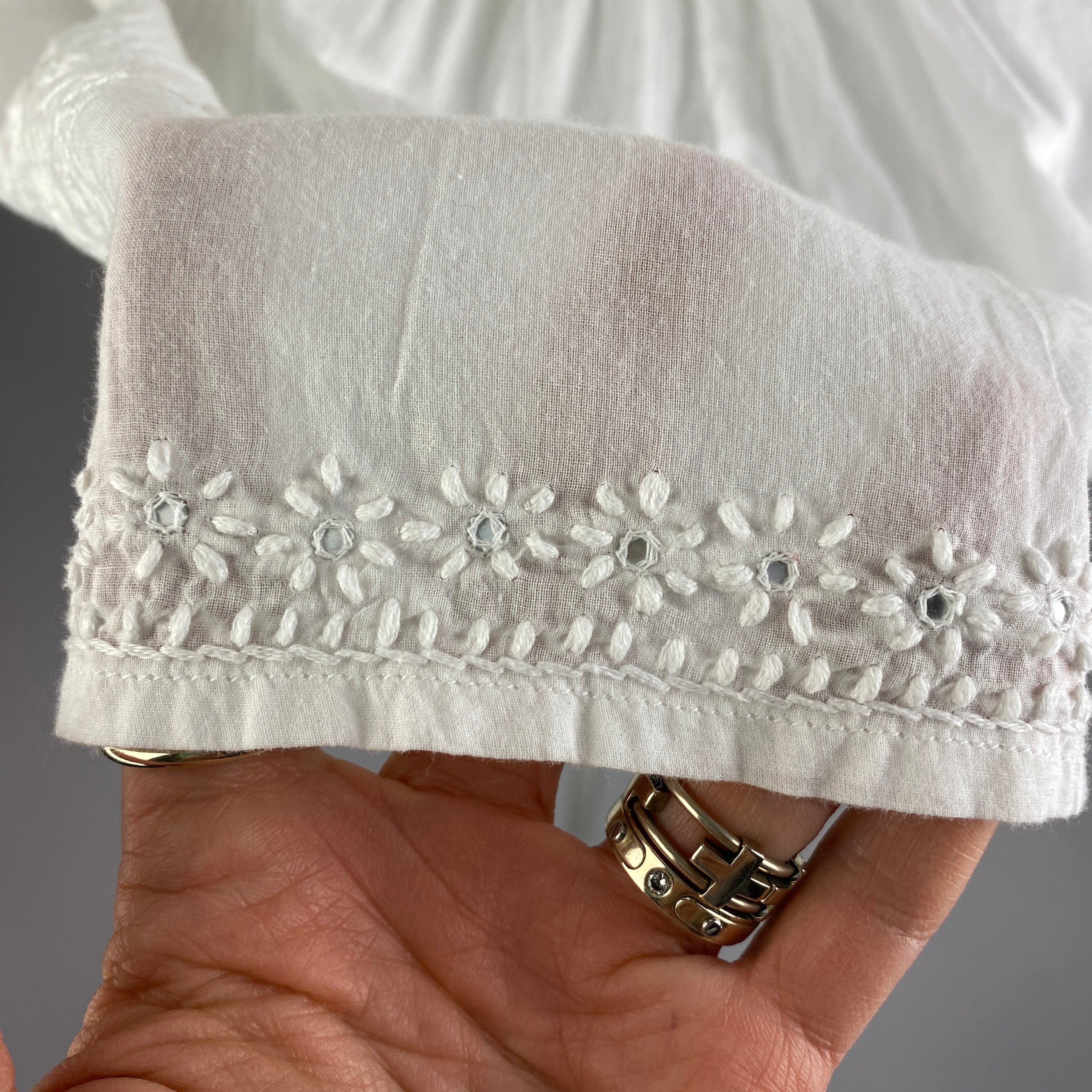 Juliet Dunn £373 White Embroidered Cotton Dress M/L