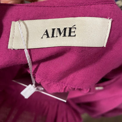 Aime New £365 Fuchsia Pie Crust Cotton Shirt XS