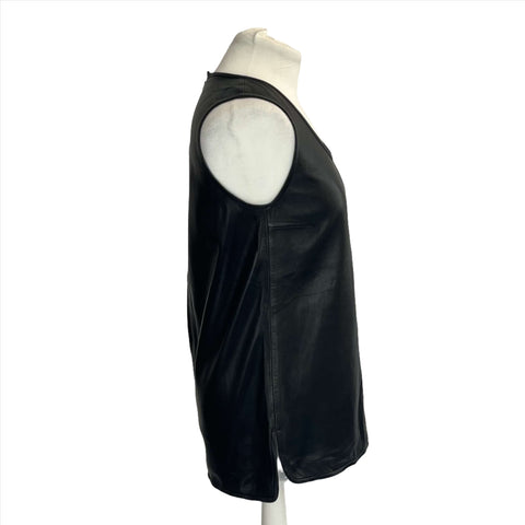 Joseph Brand New Black Nappa Leather Tunic Top S