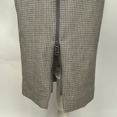 Fendi New Grey Check Stretch Wool Apron Dress XS