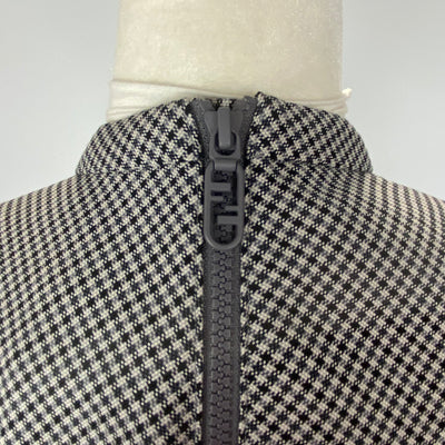 Fendi New Grey Check Stretch Wool Apron Dress XS