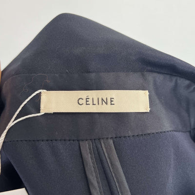 Celine Phoebe Philo Navy Silk Satin Shirtdress M