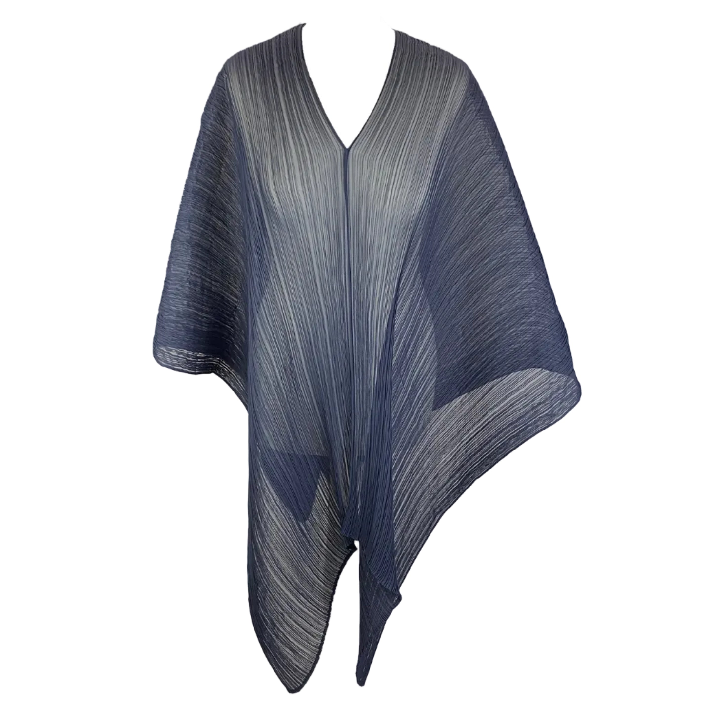 Pleats Please New Navy Plisse Chiffon Poncho