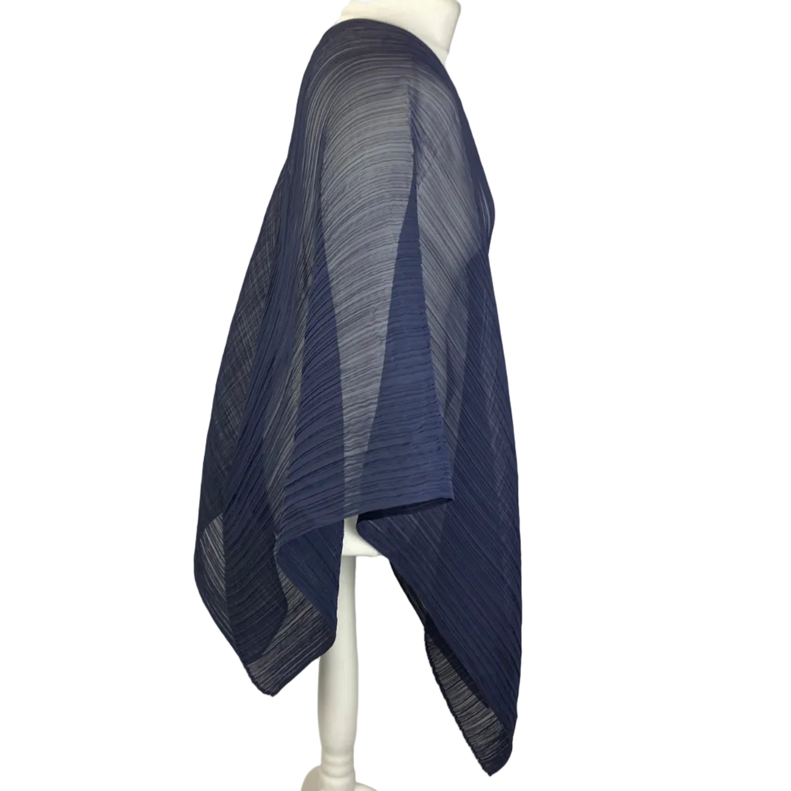 Pleats Please New Navy Plisse Chiffon Poncho