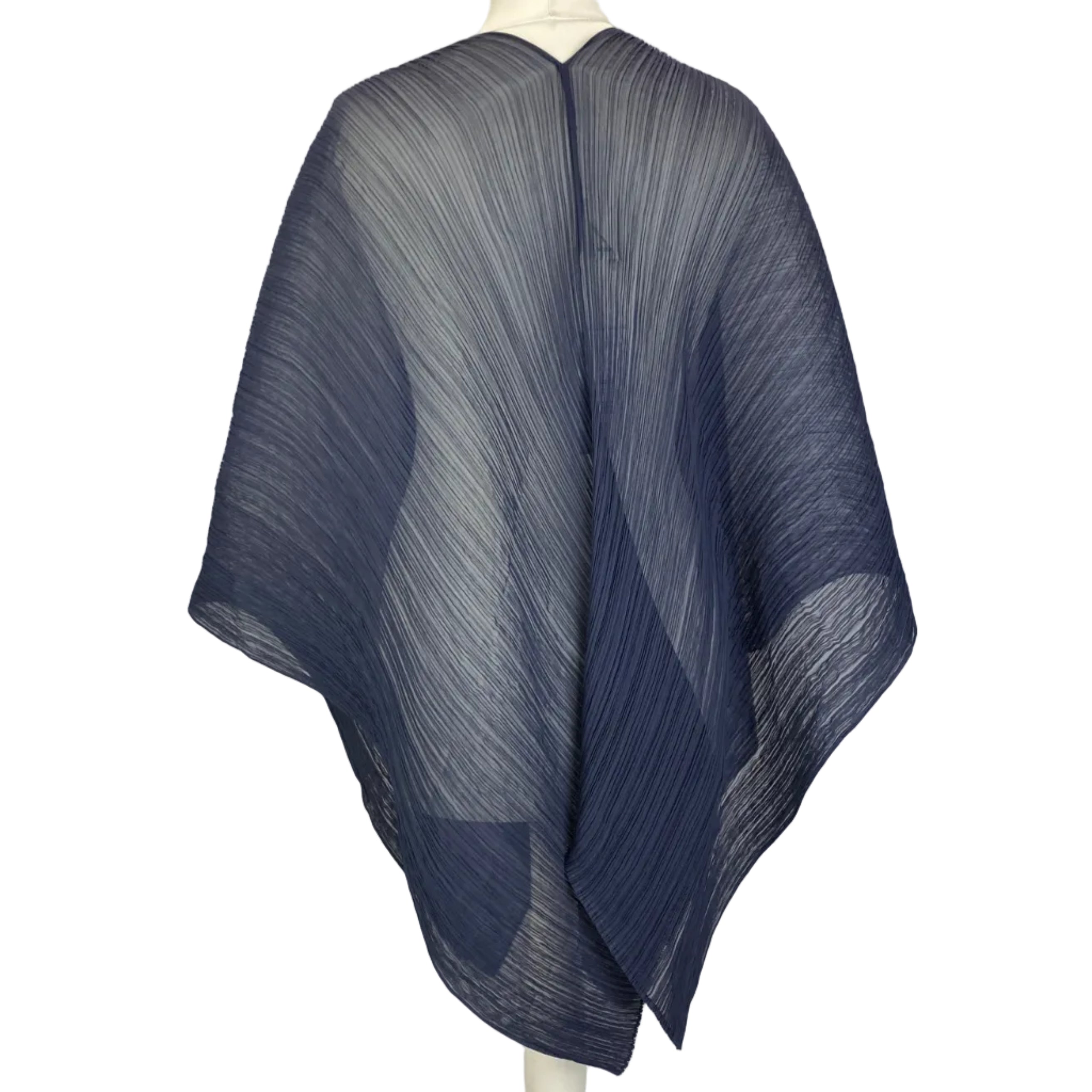 Pleats Please New Navy Plisse Chiffon Poncho