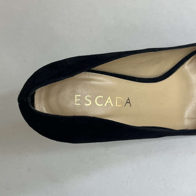 Escada £395 Black Suede Heels with Swarovski Crystal Bows 37.5