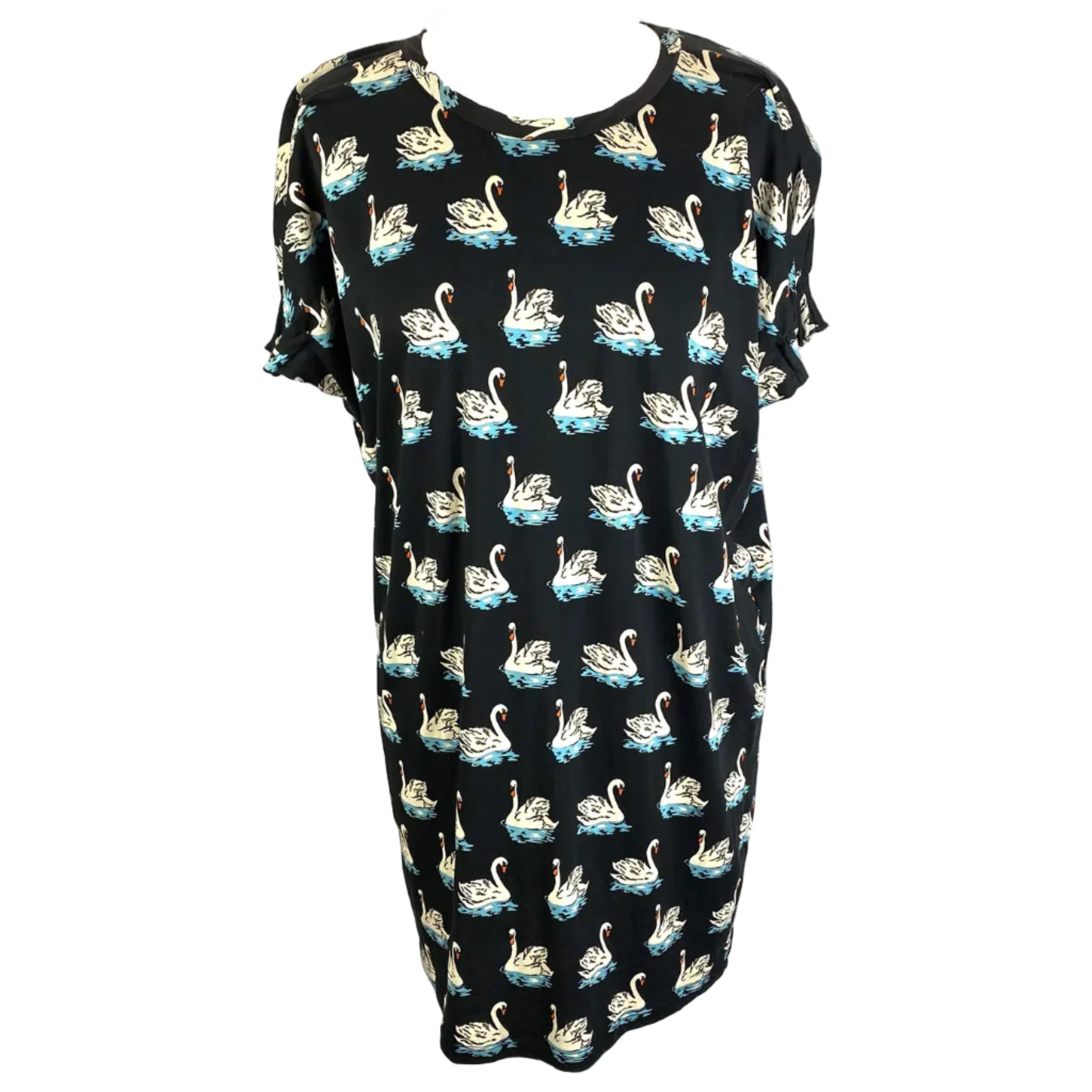 Stella McCartney Iconic 2016 Black Swan Print Jersey Top S/M