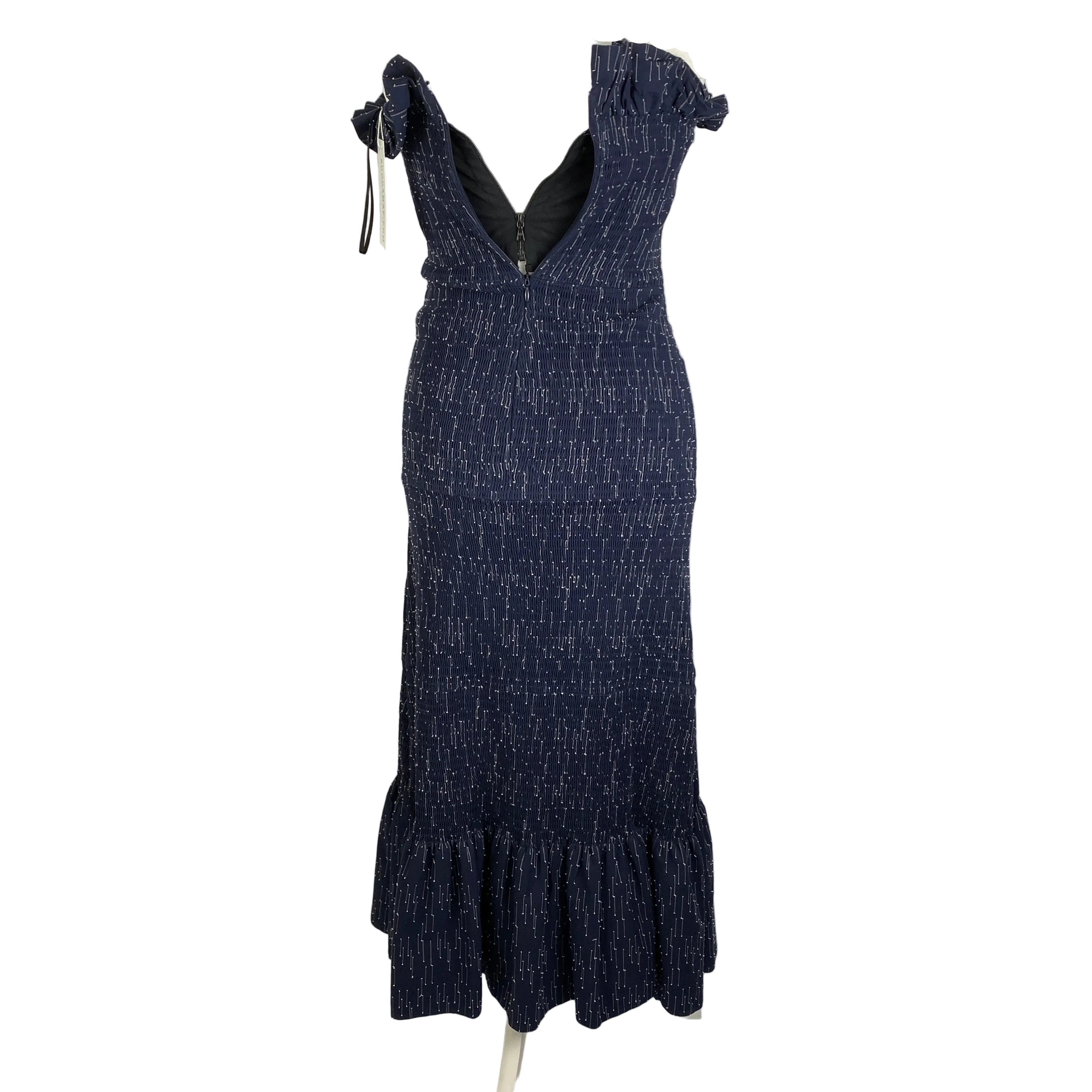 Victoria Beckham Navy Shirred Cotton Strapless Dress S