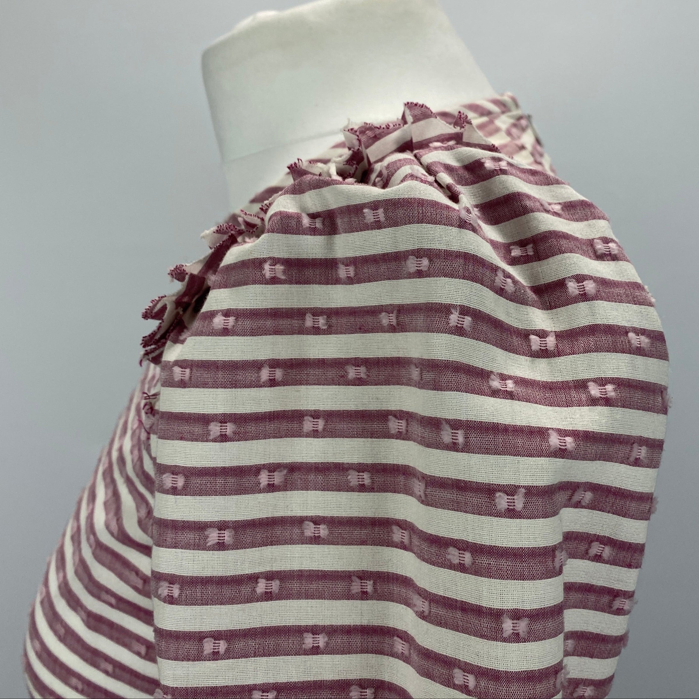 Anna Mason Plum & White Stripe Tufted Cotton Maxi Dress XS