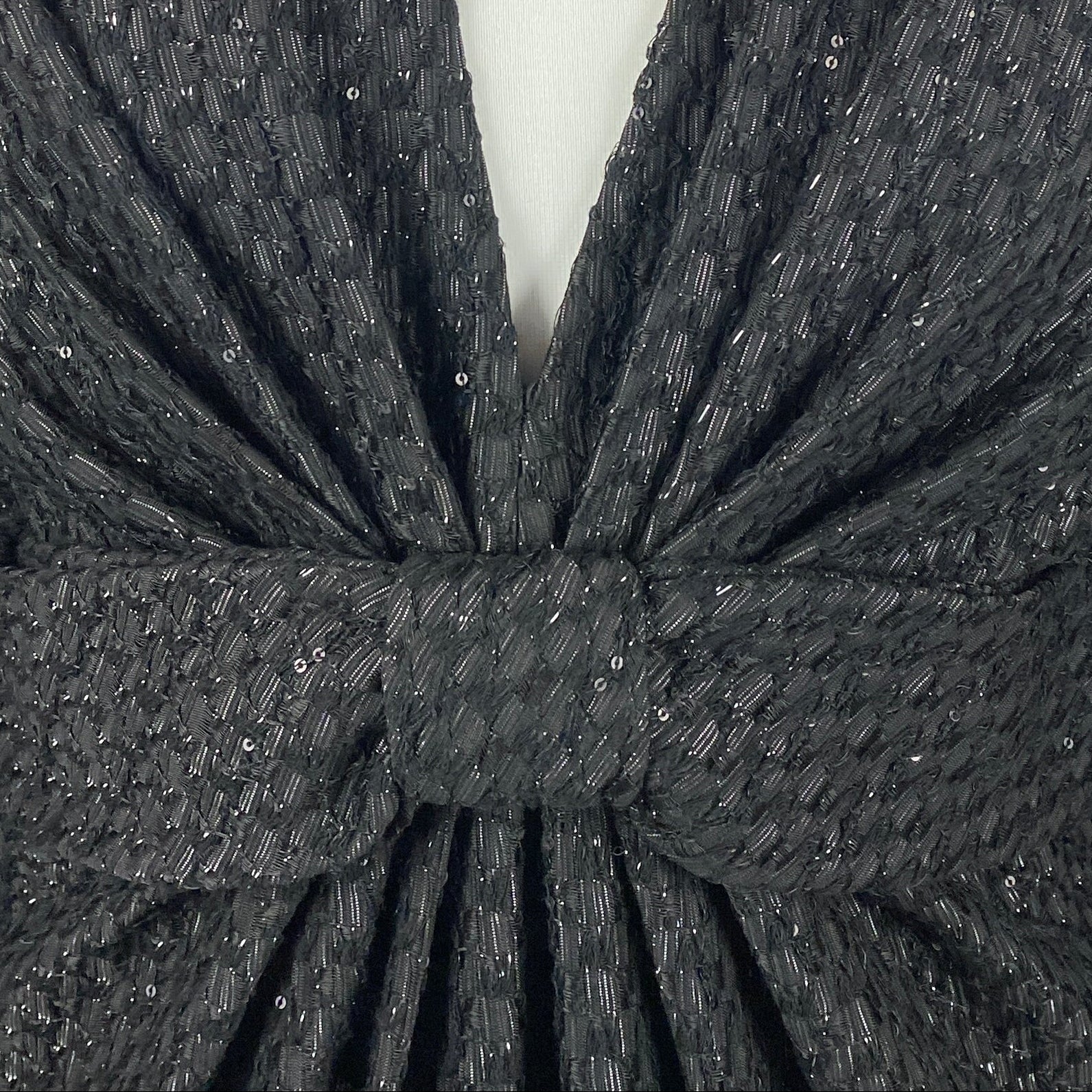 Emilia Wickstead Bespoke Black Metallic Bow Front Dress L