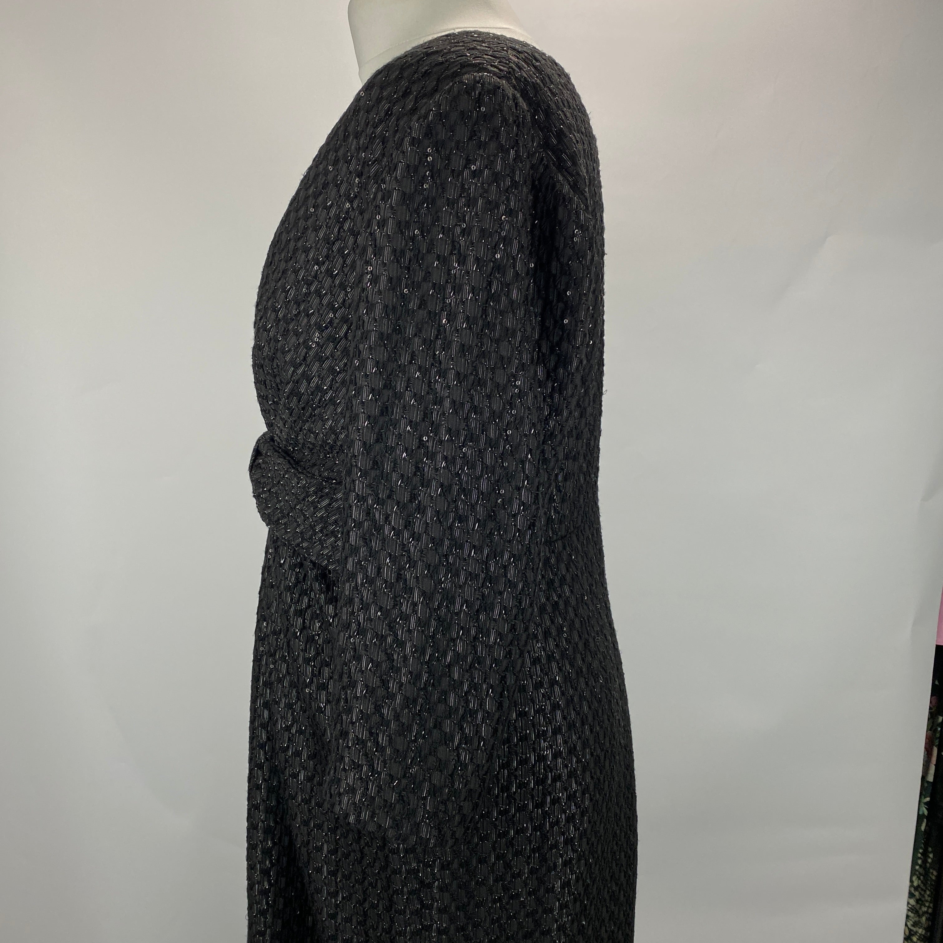 Emilia Wickstead Bespoke Black Metallic Bow Front Dress L