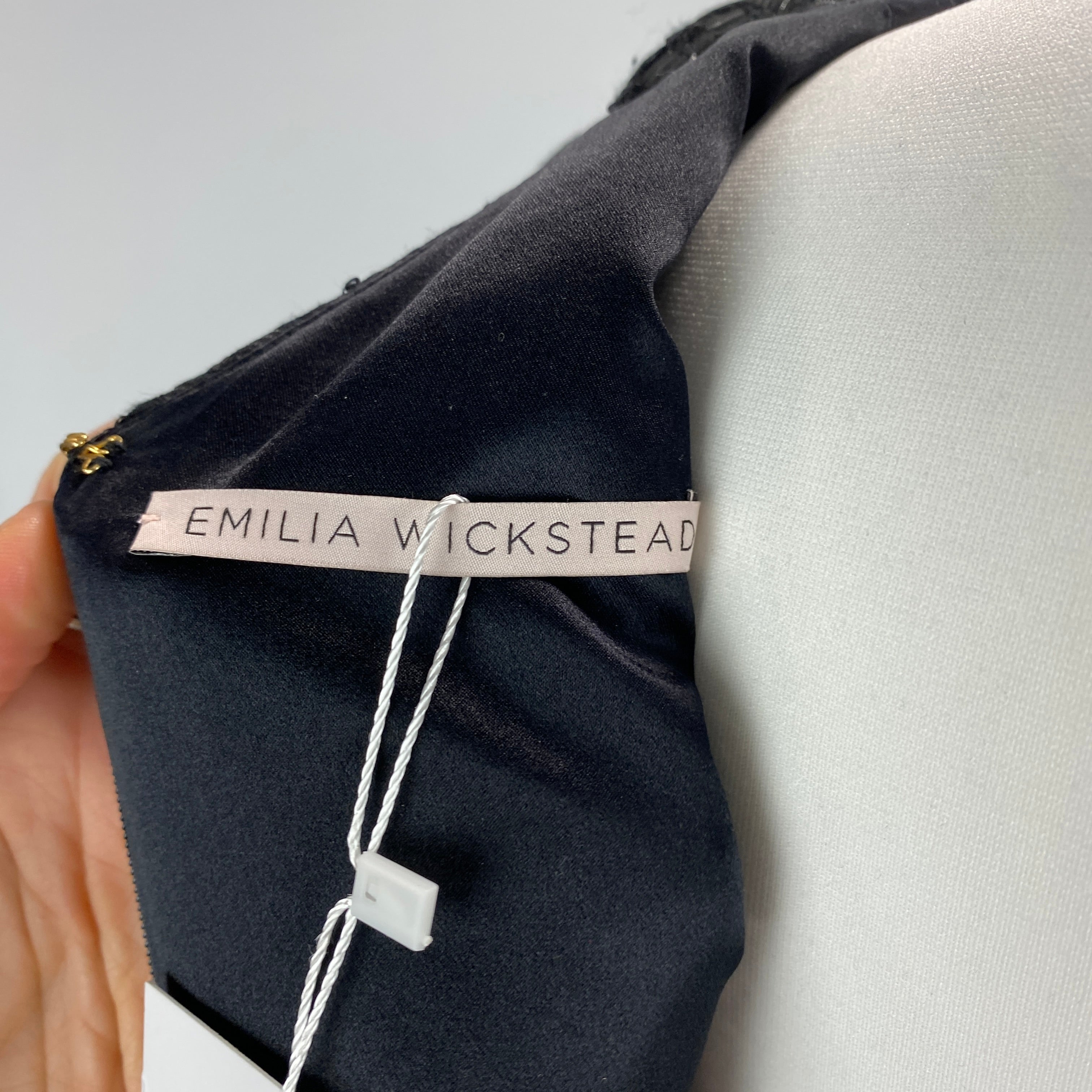 Emilia Wickstead Bespoke Black Metallic Bow Front Dress L