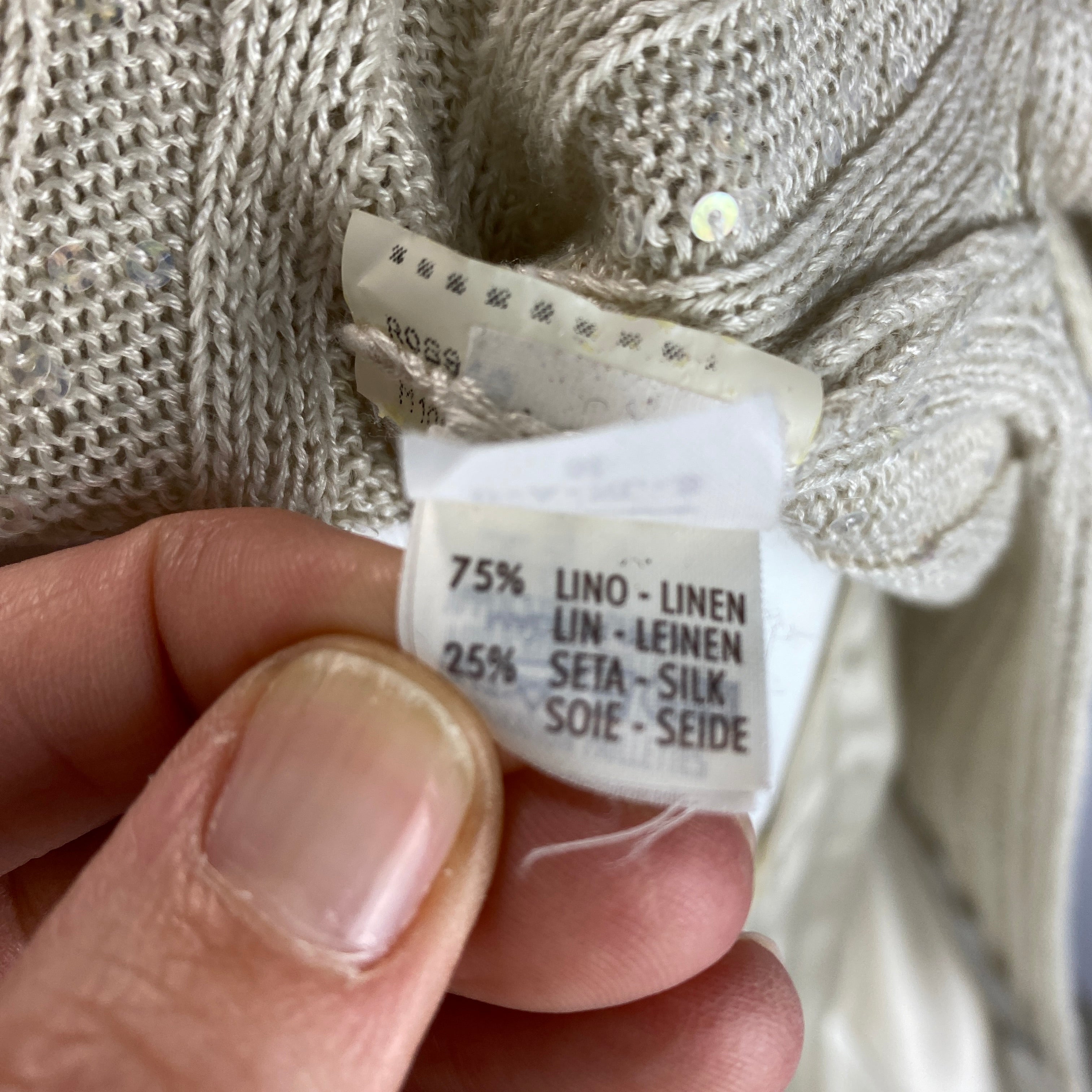 Brunello Cucinelli Cream Silk & Linen Two-Layer Top L