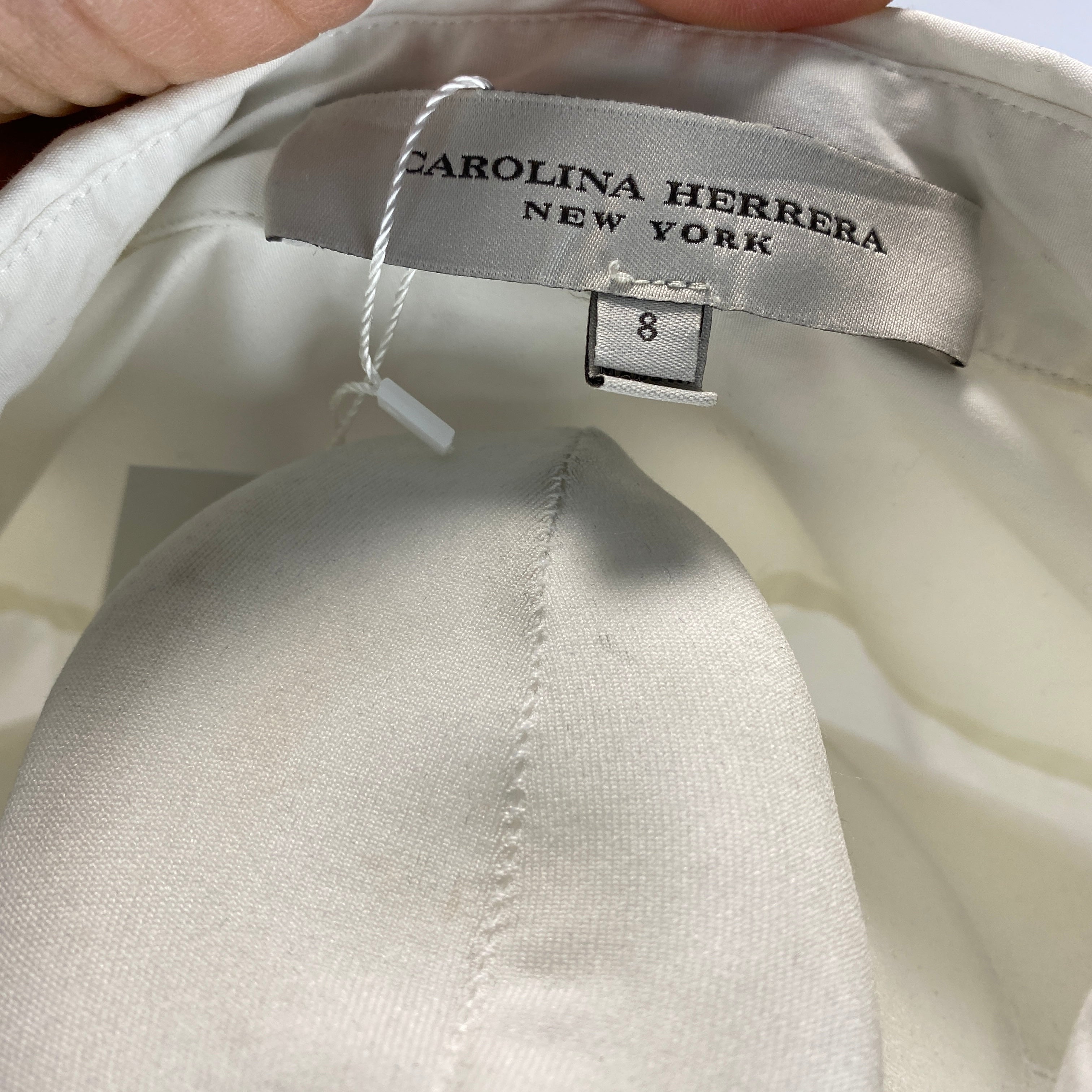 Caroline Herrera Ecru Cotton Balloon Applique Sleeve Blouse M