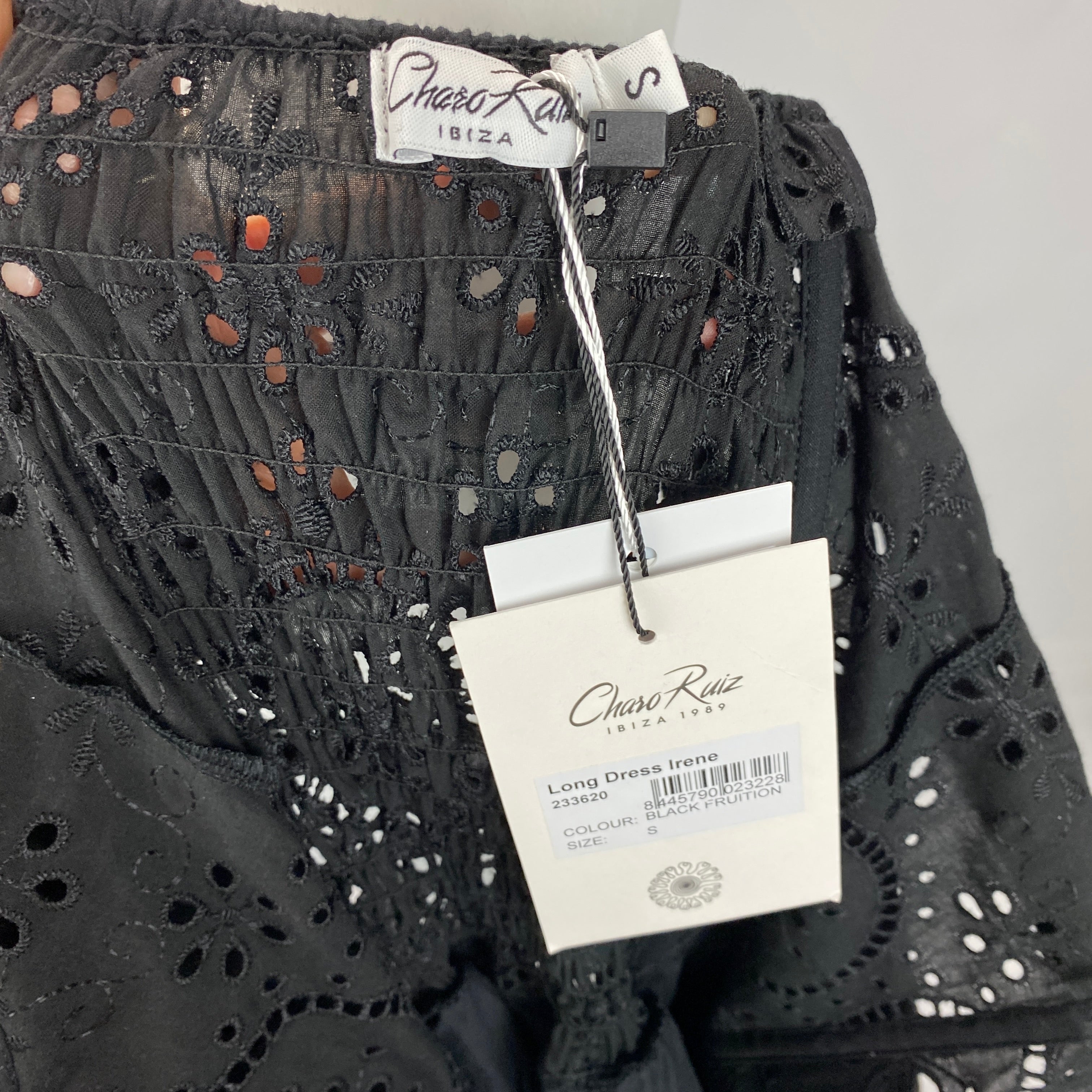 Charo Ruiz New £728 Black Irene Maxi Dress S