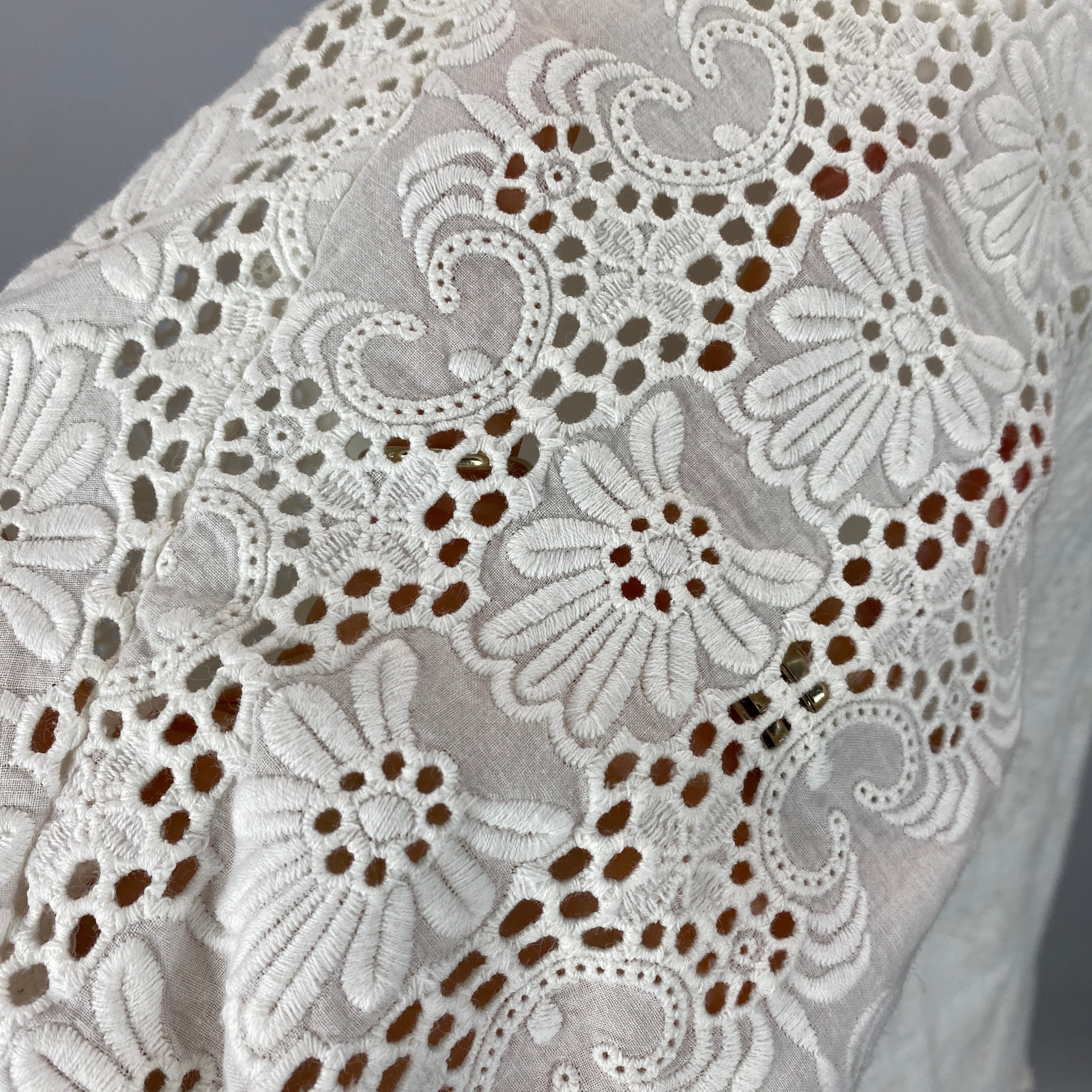 Anna Mason Cream Broderie Anglais Belted Maxi Dress S